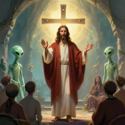 Jesus Christ preaching to aliens