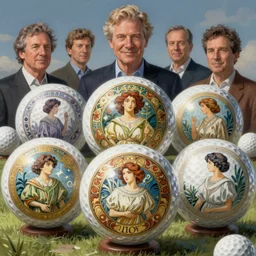magical golf balls. highly detailed, digital painting, sharp focus illustration, artstation hq. intricate, greg rutkowski, alphonse mucha, medium shot. dan mumford andrei riabovitchev, marc simonetti, yoshitaka amano