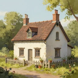 a beautiful matte painting of a little cottage, trending on artstation, 1 2 k