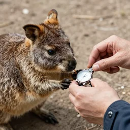 a hyrax building a wristwatch