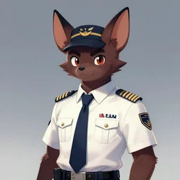 character portrait feature of the anthro male anthropomorphic simple fruit bat fursona wearing airline pilot outfit uniform professional pilot for delta airlines character design stylized by charlie bowater, ross tran, artgerm, and makoto shinkai, detailed, soft lighting, rendered in octane