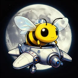 epic professional digital art of 🐝 🌛 🚠 🛡, pop art, surreal, fantastic, detailed, wow, hd, 4 k