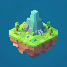 a floating island on an ocean isometric art, low poly art, game art, artstation, 3D render, cgsociety, octane render