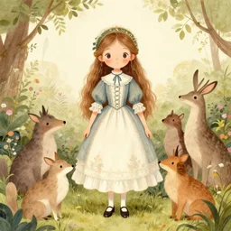 a cute victorian girl with animals, illustration, 8 k, by roby dwi antono, by mark ryden