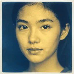 a beautiful portrait cyanotype of a beautiful slim Filipina girl, beautiful detailed eyes, golden hour in Boracay, outdoors, professional award winning portrait photography, Zeiss 150mm f/ 2.8 Hasselblad