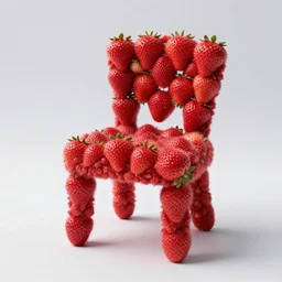 create a highly realistic image of chair made out of strawberries 🍓