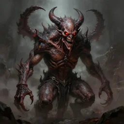A highly detailed digital painting of an unsightly abomination from hell, digital art