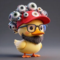 a beautiful fractal mandelbulb young cute ducktail bearded middle eastern man with wayfarer glasses and red baseball hat with multiple eyes by alex gray, android jones, karol bak, ayami kojima, artgerm, concept art, sharp angles, robot, 3 d, octane render, 8 k, unreal engine