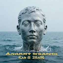 a water sculpture in the shape of a human head, on the ocean water, cinematic, in the style of johnson tsang, long shot, hyper detailed, hyper realistic, ray tracing, 8 k resolution, sharp focus, realistic water, award winning