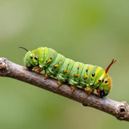 caterpillar cawling along a stick concept art, highly detailed, high quality, bright colors,
