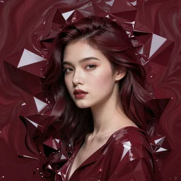 fluid polygonal masses of burgundy oil paints building chaotic satin structure of hyper beautiful girl in other dimension, wayne barlow, bao pham, donato giancola, larry elmore, masterpiece, trending on artstation, featured on pixiv, cinematic composition, beautiful lighting, sharp, details, hyper - detailed, hdr, 4 k, 8 k