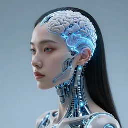 portrait of a girl undergoing cybernetic mind ascension