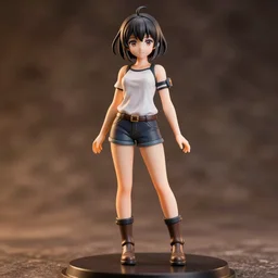 a japanese cute anime girl figure, full body, short hair, boots