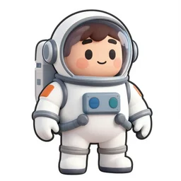 quirky round man wearing a space suit cartoon style