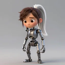 weta disney pixar movie still full body portrait photo of young millie alicia bobby vikander brown with a white ponytail as thoughtful intricate detailed mechanical plastic cyborg girl opening up her chest by pixar, by weta, wlop, ilya kuvshinov, rossdraws, artgerm, latex, iridescent, bright morning, anime, liosh, mucha