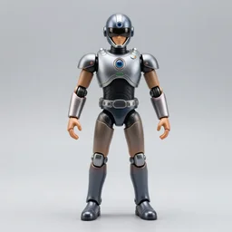 1980s Kenner Style Action Figure, 5 points of articulation, sci-fi, sleek helmet, full body, 4K, highly detailed