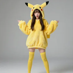 tiktok girl in a furry pikachu costume, wearing stockings, photo by David Hamilton for Pirelli Calendar