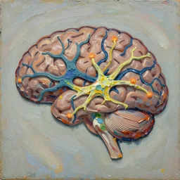 texture of 3d high relief abstract brain with neurons firing painted in the style of the old masters, painterly, thick heavy impasto, expressive impressionist style, painted with a palette knife