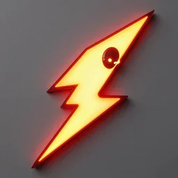 the flash logo in glowing red and yellow neons