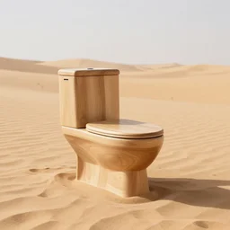 a toilet made of solid wood, sitting in the middle of the desert. high quality photograph, stunning award winning photograph, sigma 5 5 mm