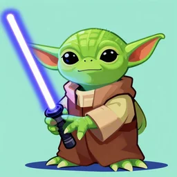 portrait of a dictator yoda with light saber, flat art, trending on artstation, award winning, vivid colours, cartoon, clear, detailed