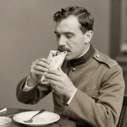 A 1858 photo of General Pitzer a union general oddly shows him eating a burrito