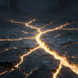 ground with glowing cracks, mysterious atmosphere, detailed, concept art, smooth, sharp focus, illustration, greg rutkowski