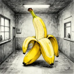 terrifying banana, drawing made by an insane person, mental hospital