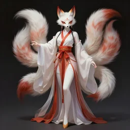 full body portrait of a female kitsune peking opera actress by wlop, wuxia, xianxia, kitsune, fox spirit, actress, peking opera, lithe, absurdly beautiful, detailed, realistic, anatomically accurate, fantasy illustration, artstation, wlop, 4 k.