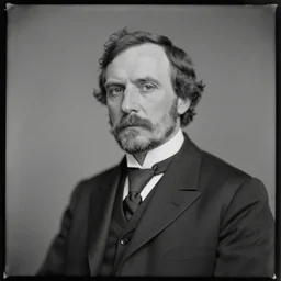 a black and white photo of martin van buren in a suit, paul giamatti, sideburns, a character portrait by samuel washington weis, reddit, american romanticism, ambrotype, creative commons attribution, studio portrait