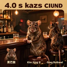 a biped female rat is working at the bar of a 4 0 s jazz club, warm color palette, night time, dramatic lighting, noir film, character sheet, fine details, high contrast, blacksad, kim jung gi, greg rutkowski, trending on artstation, 8 k, front view, back view, ultra wide angle