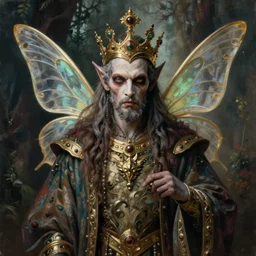 portrait painting of the almighty king of the fairies, ultra realistic, concept art, intricate details, eerie, highly detailed, photorealistic, octane render, 8 k, unreal engine. art by artgerm and greg rutkowski and charlie bowater and magali villeneuve and alphonse mucha