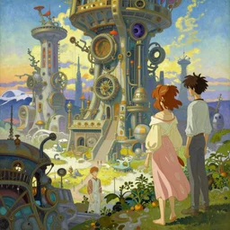 a beautiful painting of a dystopian steampunk landscape by alfons maria mucha and julie dillon and makoto shinkai