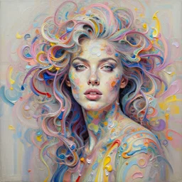 intricate highly detailed womans full body portrait, it hyper realistic hyperdetailed 8 k pastel paint pour by peter mohrbacher