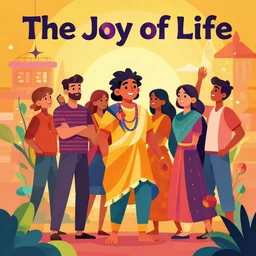 the joy of life, a vector based illustration, by sachin teng and loish, vibrant, vector art, award winning, stunning, trending on art station, highly detailed