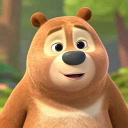 a cute cartoon ggi 3 d bear with soft fur in the style of disney and pixar