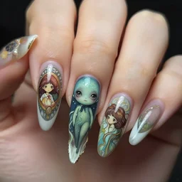 victo ngai cute cthulhu, french nail art, highly detailed, high quality, digital painting, by ross tran and studio ghibli and alphonse mucha, artgerm