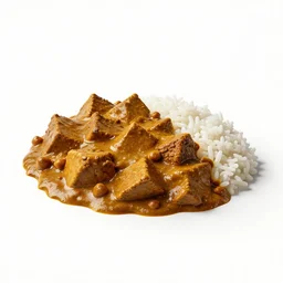 weathered curry with rice, stylized 3d render, isolated on a pure white background, centered, entire object in frame, sharp focus, soft studio lighting