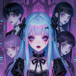 9 0 s, anime pastel goth aesthetic, creepy gothic portrait kawaii, vaporwave colors, anime manga, futuristic, hyperrealistic painting, by stanley twardowicz, ilya kuvshinov, rossdraws, trending on artstation