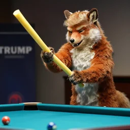donald trump fighting a furry using pool noodles, photo realistic