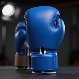 a professional depth of field background blur photograph of a blue boxing glove, hyperdetailed, photorealistic, studio photograph, studio lighting, dramatic, 4 k