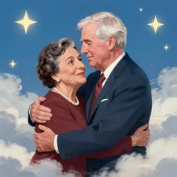 Ruth Bader Ginsberg and John McCain hugging in heaven - digital art