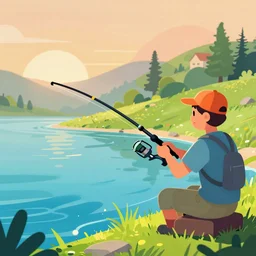 concept art fishing game, colorful, side view - n 9