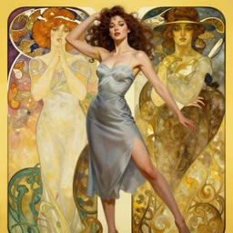 modern woman | hyperrealistic | action pose | digital painting | trending on artstation | pinup portrait | clean | illustration | dressed | Unreal Engine 5 | 8k resolution | by Greg Rutkowski Alphonse Mucha Gustav Klimt and Mel Ramos