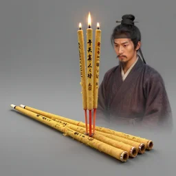 post design of wenjun lin digital illustration of chinese burning joss sticks ， unreal engine, hyper realism, realistic shading, cinematic composition, realistic render, octane render, detailed textures, photorealistic, wide shot