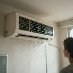 an air conditioner above a window in a teenager's room flooding dirty water, blurred, faded, depth of field, sunny, ultra realistic, very detailed, by nadav kander, 8 k hyper realistic detailed cinematic still