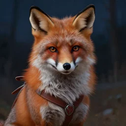 anthropomorphic fox warrior, extreme fine detail background, night, highly detailed, high quality, digital painting, hyperrealistic, by gaston bussiere, j. c. leyendecker, craig mullins