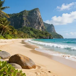 majestic beach landscape, high definition, high detail, 8k, photorealistic,