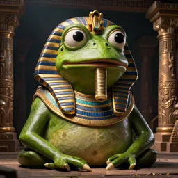 a sculpture of pepe the frog as an ancient egyptian deity, dramatic lighting, cinematic