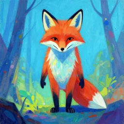 fox nut,painted by Edward Gorey and Paul Wenzel and George Barr and Stephen Youll,trending on artstation, iridescent cool blue and cyan and red and blue and yellow and green lighting front view futuresynth , outrun , vibrant colors, monster manual entry, Geometric